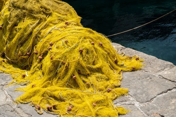 Pile Fishing Net Closeup Pier — Stockfoto