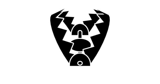 Trap icon animation. Black and white animation of a trap that is slamming shut.