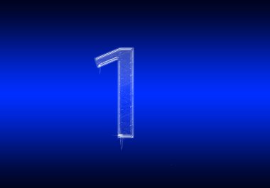 Frozen figure, made of glass on blue background