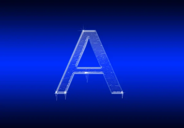 Letra congelada do alfabeto feita de vidro no fundo azul — Fotografia de Stock