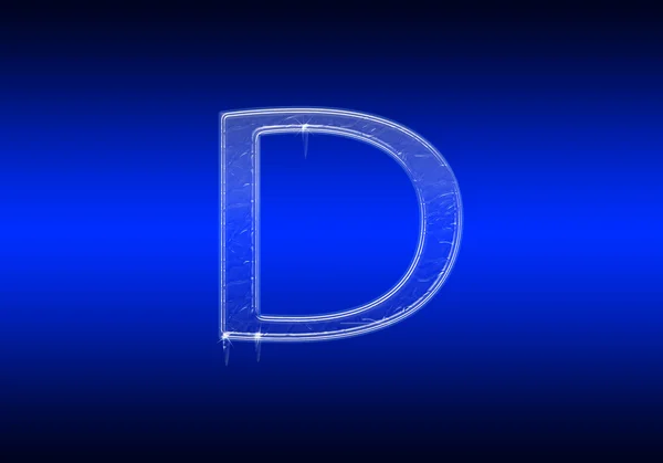 Замороженная буква алфавита, сделанная из стекла на синем фоне — стоковое фото