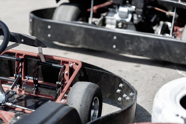 Deux Voitures Pour Les Courses Karting Course Pièces Arrière Avant — Photo