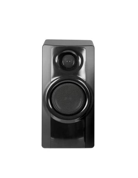 Black sound speaker on white background.