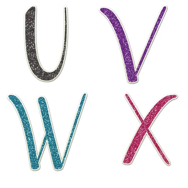 U to X Uppercase Glitter Script — 스톡 사진