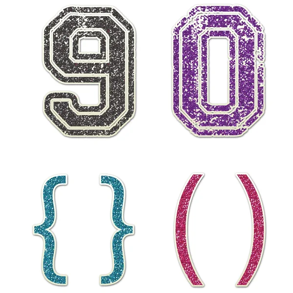 9 & 0 in College Glitter — Stockfoto