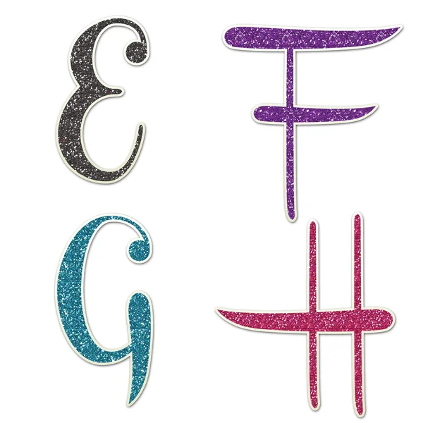 E to F Uppercase Glitter Script — Stock Photo, Image