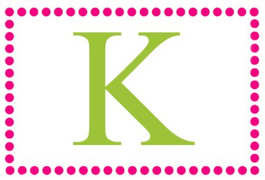 k pembe & yeşil dikdörtgen monogram