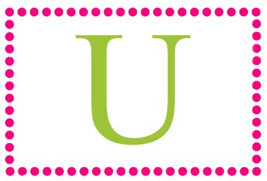 u pembe & yeşil dikdörtgen monogram