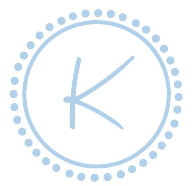 k yuvarlak mavi mektup monogram