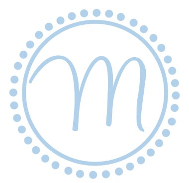 m yuvarlak mavi mektup monogram