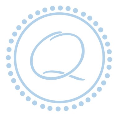 q yuvarlak mavi mektup monogram