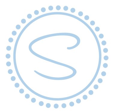 s yuvarlak mavi mektup monogram