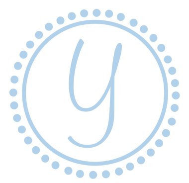 y yuvarlak mavi mektup monogram