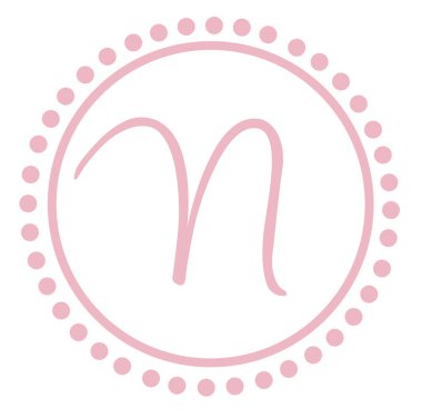 n yuvarlak pembe mektup monogram