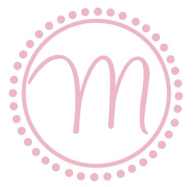 m yuvarlak pembe mektup monogram