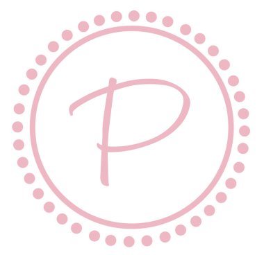 p yuvarlak pembe mektup monogram
