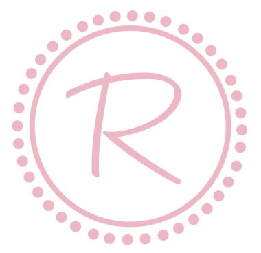 r yuvarlak pembe mektup monogram