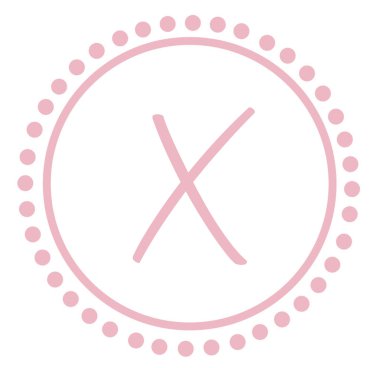 yuvarlak pembe mektup monogram x