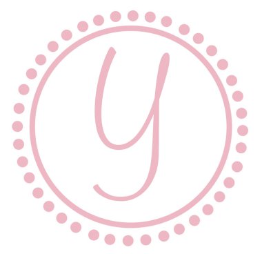 y yuvarlak pembe mektup monogram