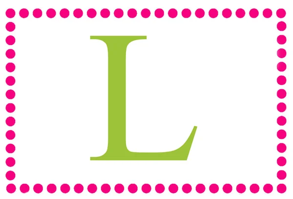 L Розовая и зеленая прямоугольная монограмма — стоковое фото