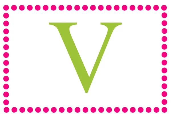 V Monogramma rettangolare rosa e verde — Foto Stock