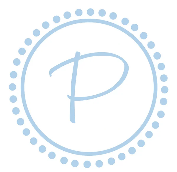 P Monograma de letra azul redonda — Foto de Stock