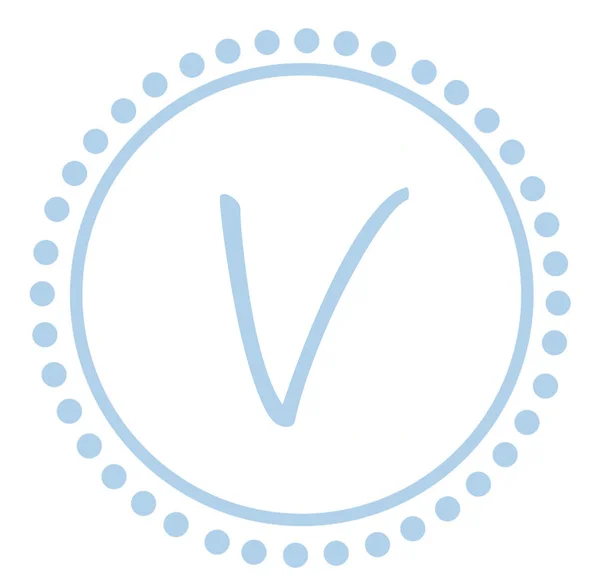 V ラウンド ブルー文字のモノグラム — ストック写真