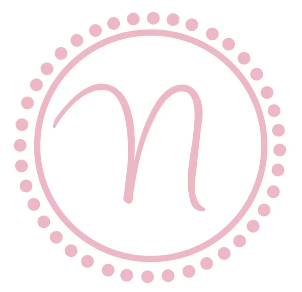 N rundes rosafarbenes Buchstabenmonogramm — Stockfoto