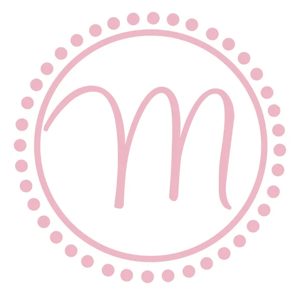 M rotonda rosa lettera monogramma — Foto Stock