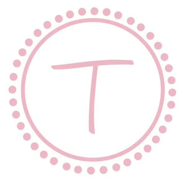 T 圆粉红字母会标 — 图库照片