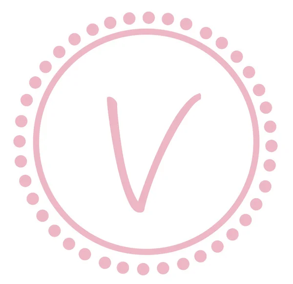 V runda rosa brev monogram — Stockfoto