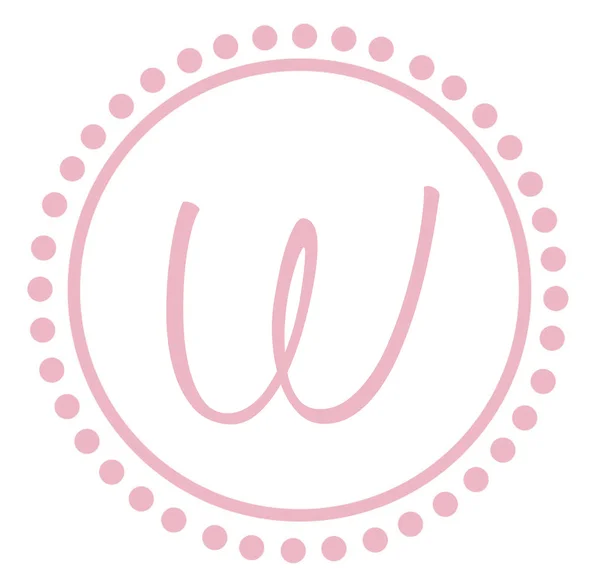 W 圆粉红字母会标 — 图库照片