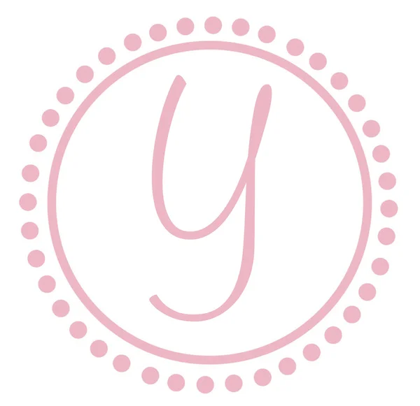 Y okrągły różowy list monogram — Zdjęcie stockowe