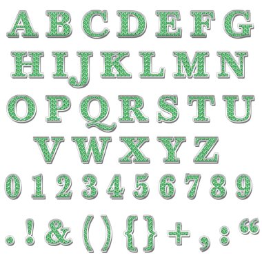 Green Bling Uppercase Alphabet clipart