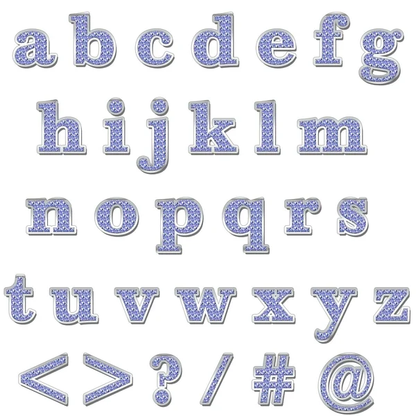 Alphabet bleu bling minuscule — Photo