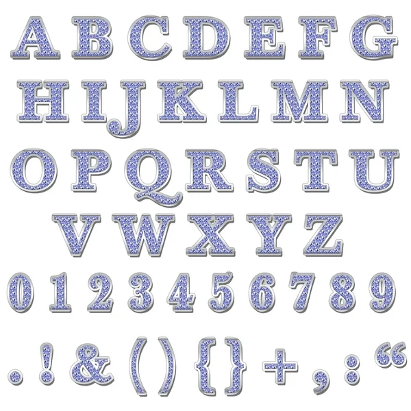 Alfabeto maiúsculo azul Bling — Fotografia de Stock