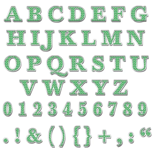 Alphabet majuscule Bling vert — Photo