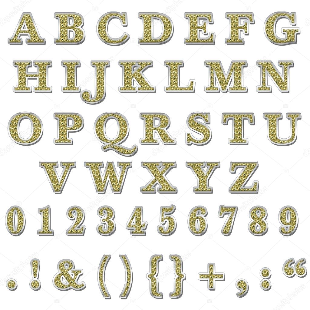 Yellow Bling Uppercase Alphabet