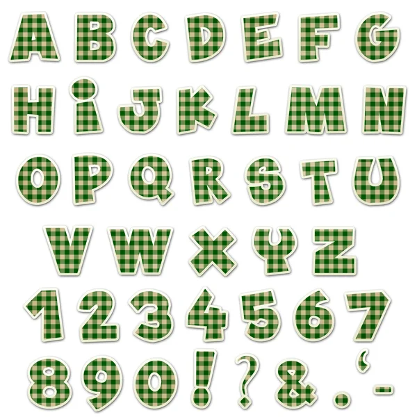 Zöld karácsony kockás ábécé beállítása — Stock Fotó