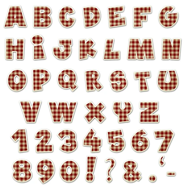 赤いクリスマス格子縞のアルファベットセット — ストック写真