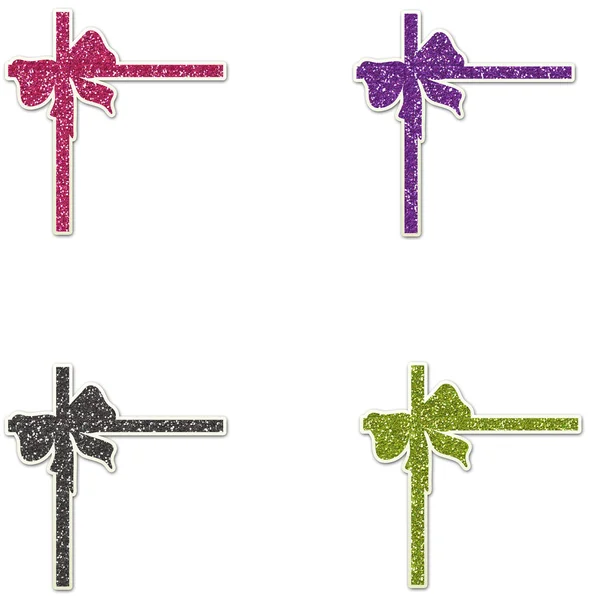 Arcos de regalo de purpurina - Rosa púrpura gris y verde —  Fotos de Stock