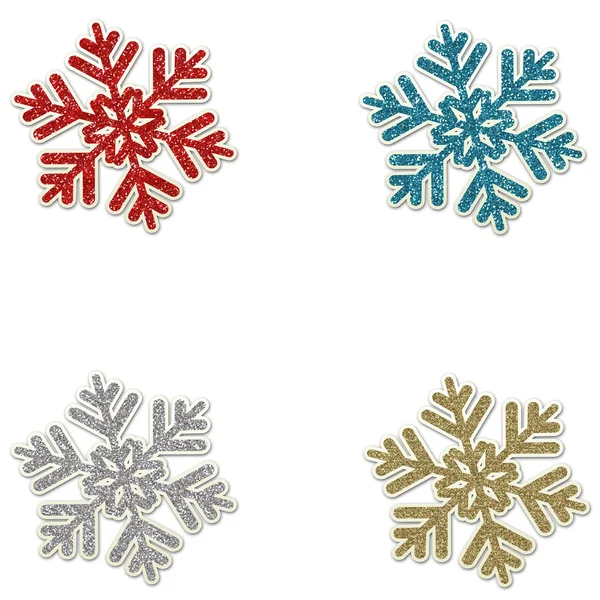 Glitter Snowflakes - Red Blue Silver & Gold — Stock Photo, Image