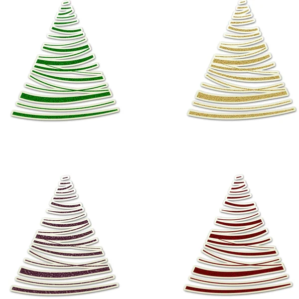 Alberi di Natale Glitter in Oro Verde Viola & Rosso — Foto Stock