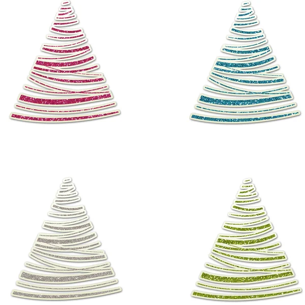 Árboles de Navidad Glitter en Rosa Azul Plata y Verde —  Fotos de Stock