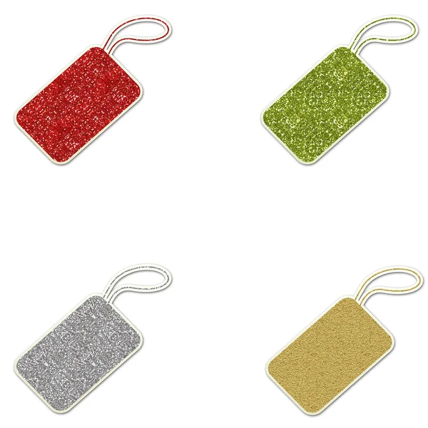 Glitter Gift Tags - Red Yellow Silver & Gold — Stock Photo, Image