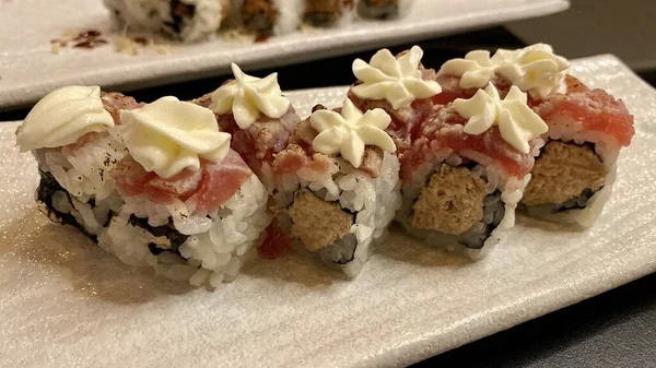 Sushi Rollový Japonský Talíř — Stock fotografie
