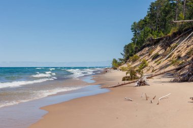 Güneşli bir günde güzel göl kıyısı