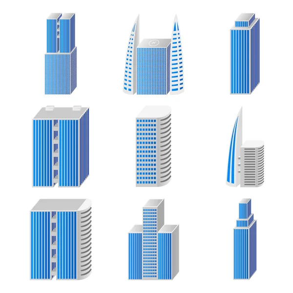 Blue real estate set of icons — Stock Vector