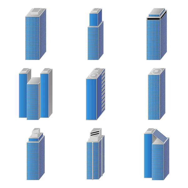Pictogrammen van stad gebouwen set — Stockvector