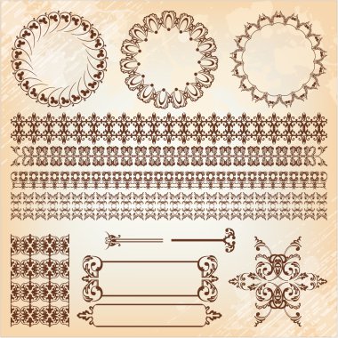 set of abstract baroque pattern clipart